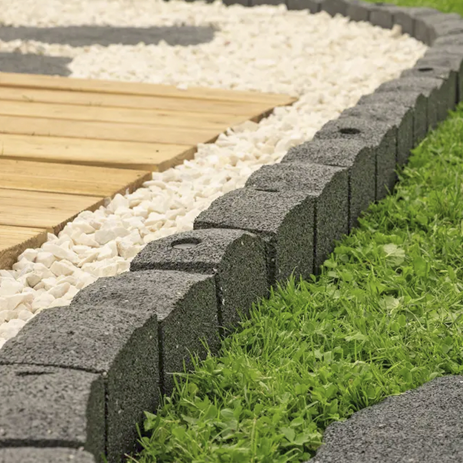 roman stone (pack of 4) eco garden border in grey