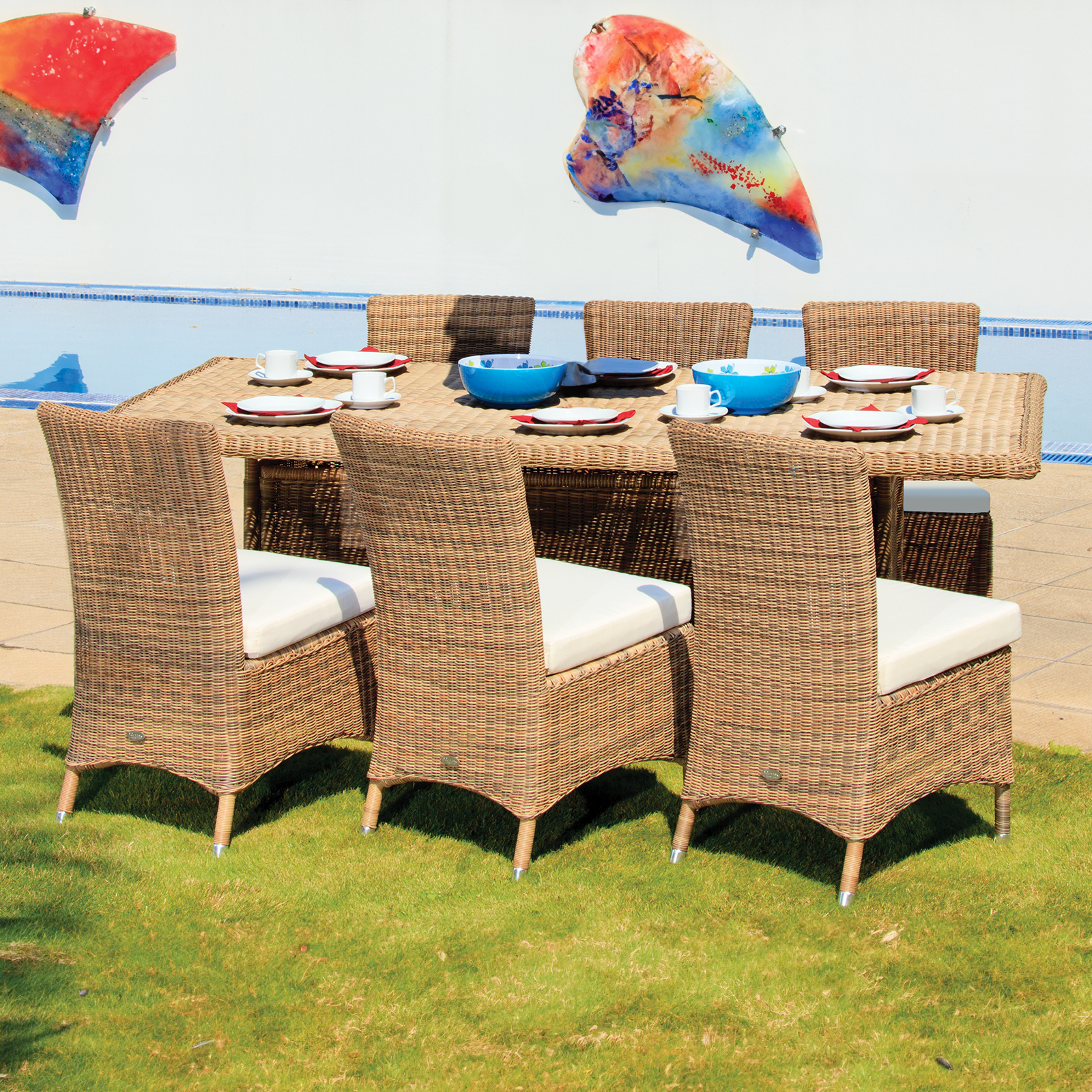 knightsbridge xl rattan 6 seat dining set with 135cm table in dove grey