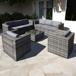 malta rattan 8 seat corner set in walnut grey