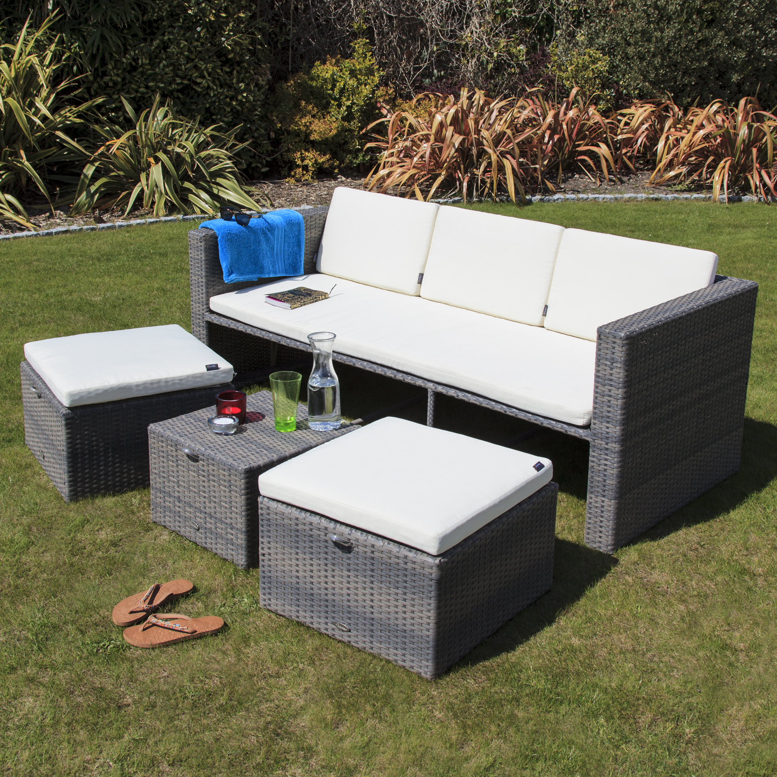 mayson rattan 5 seater lounge set in walnut natural