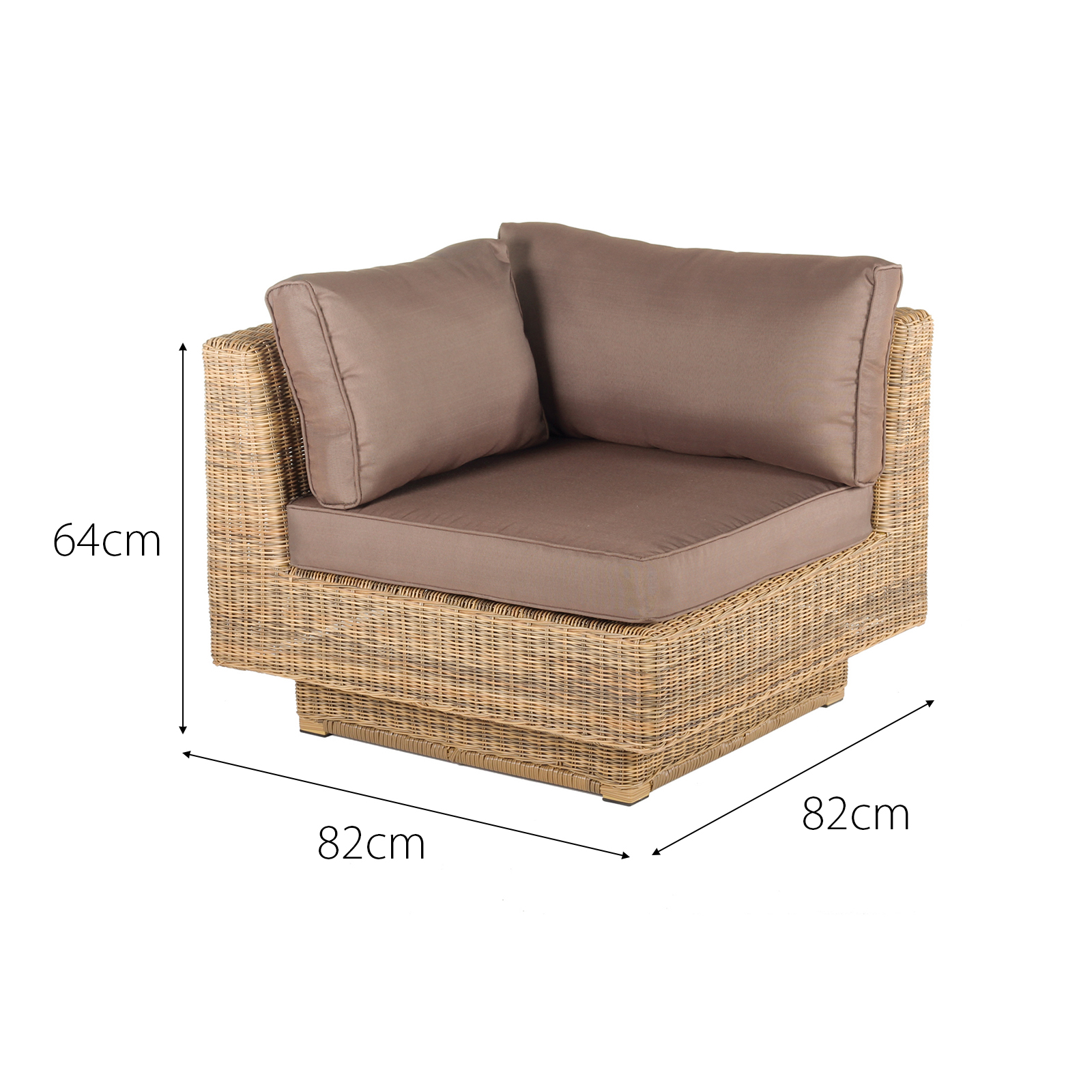 chicago rattan 6 seater deluxe modular lounge set in 4 seasons with brown cushions