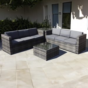 malta rattan 6 seater corner set in walnut grey