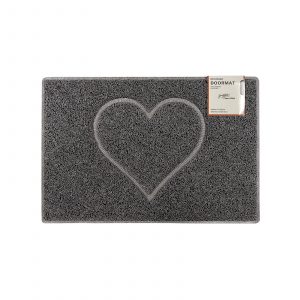 heart small embossed doormat in grey