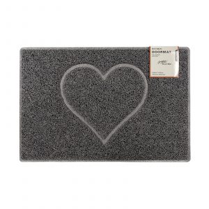 heart large embossed doormat in grey