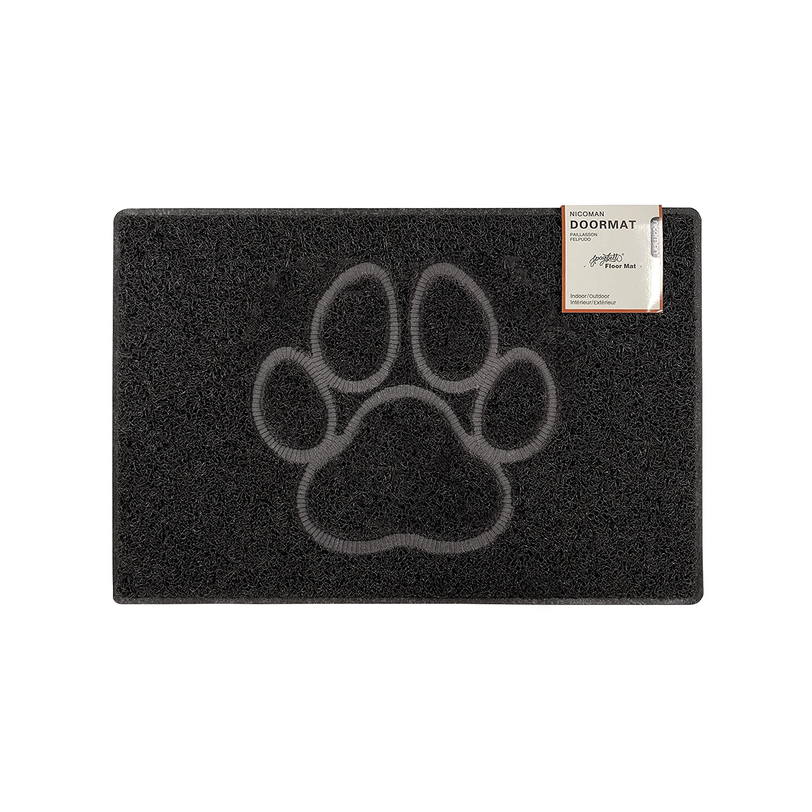 paw small embossed doormat in black