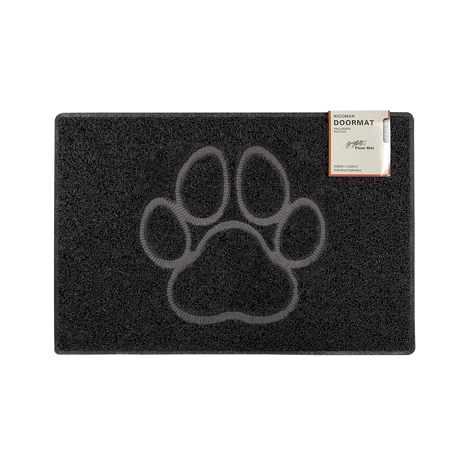 paw medium embossed doormat in black