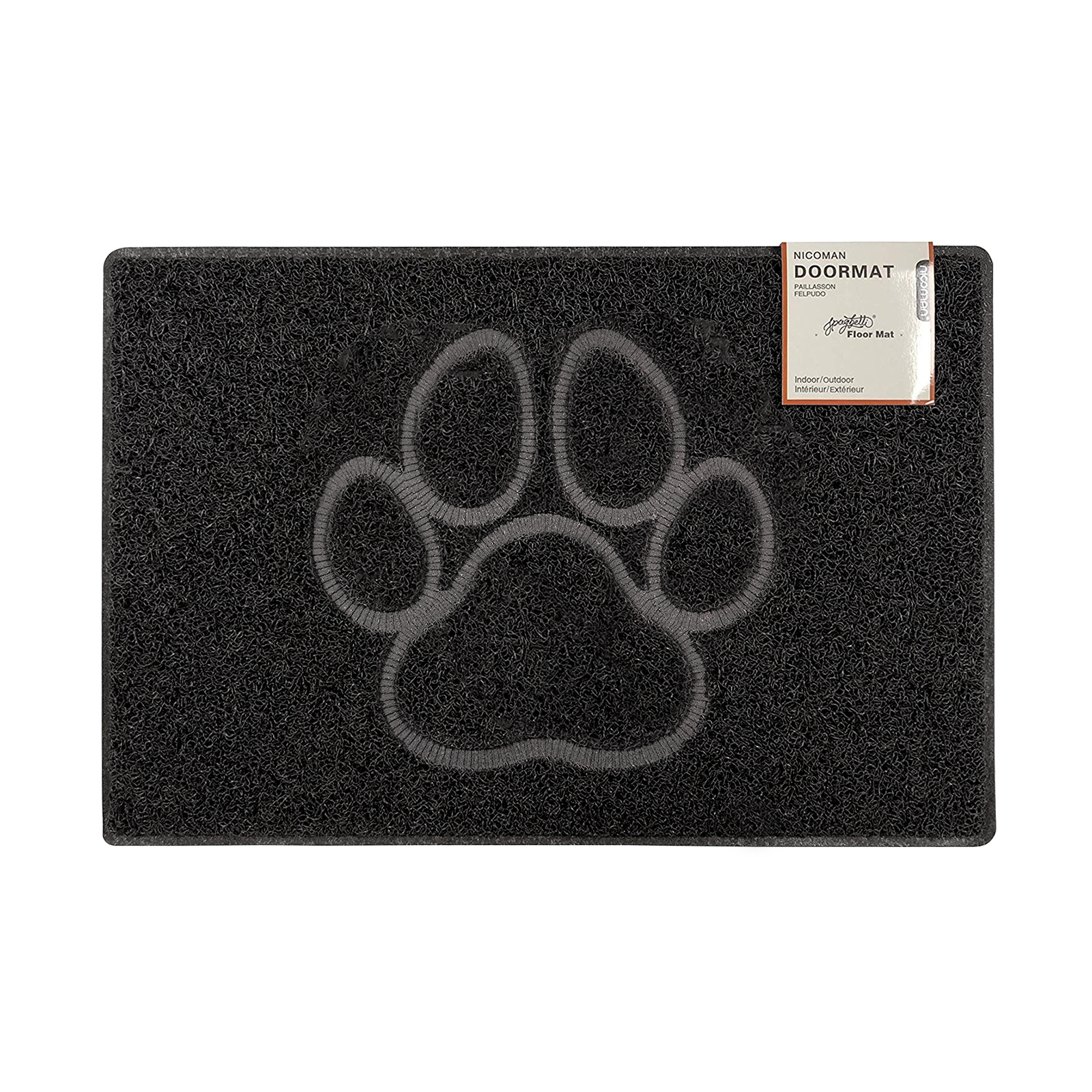 paw large embossed doormat in black