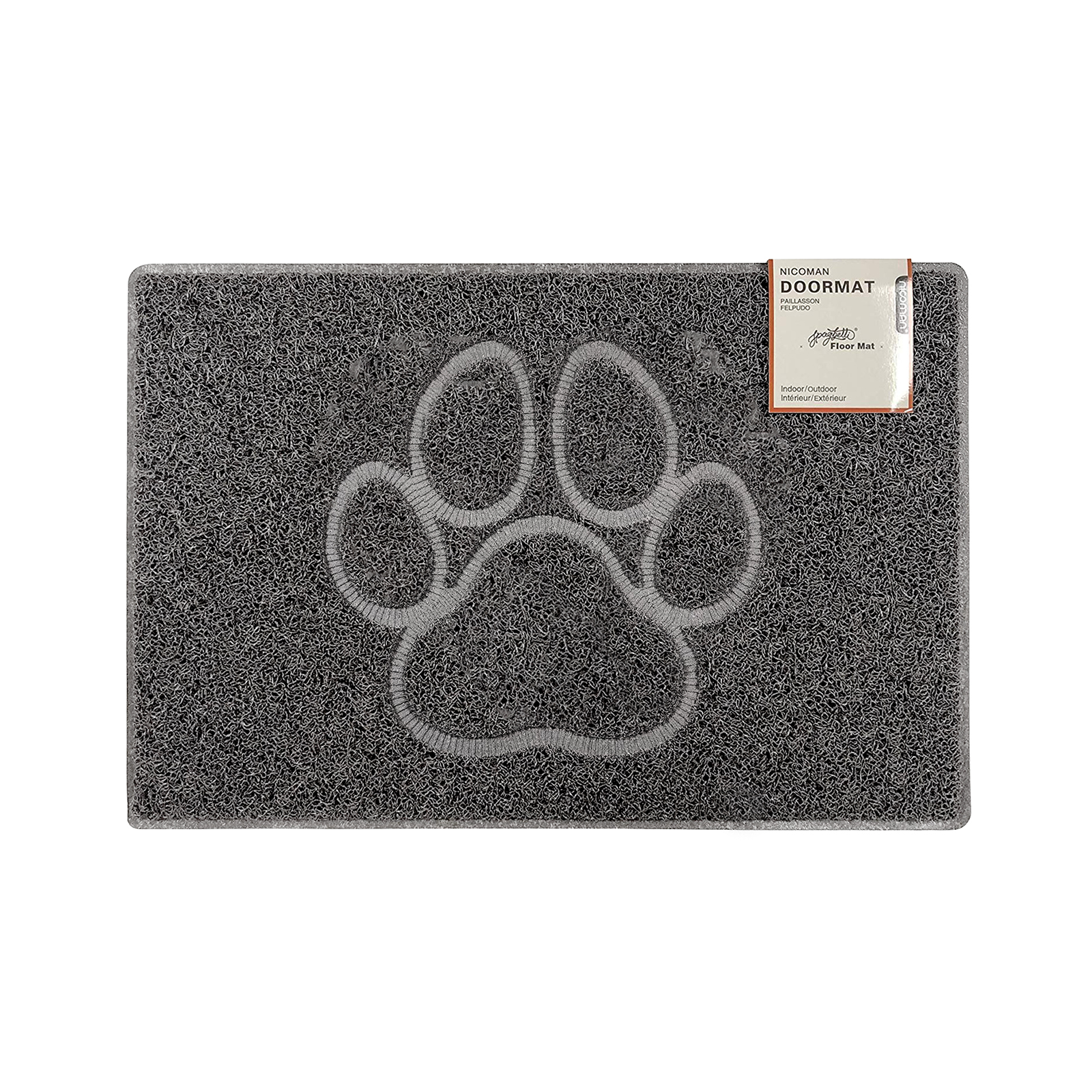 paw medium embossed doormat in grey