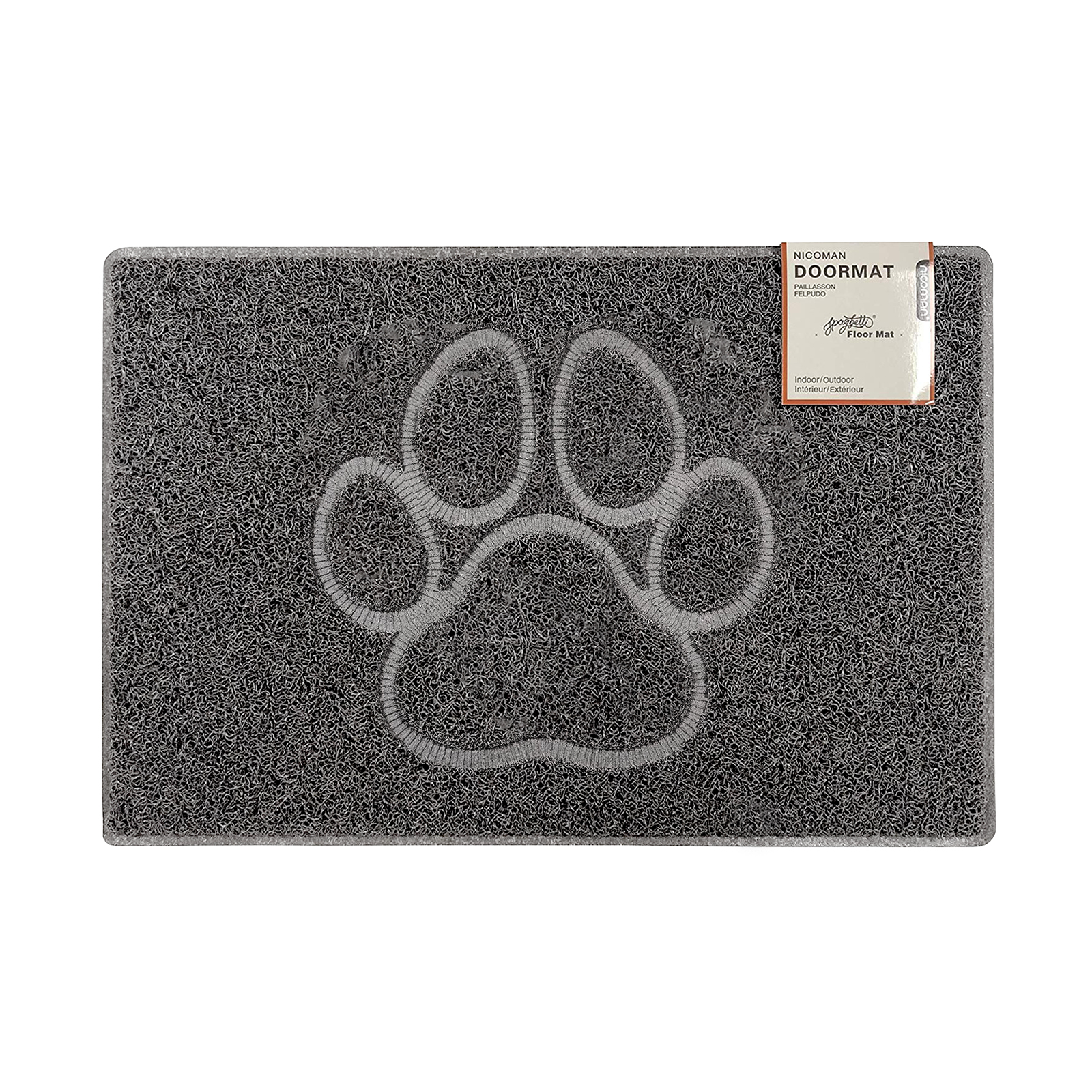 paw large embossed doormat in grey