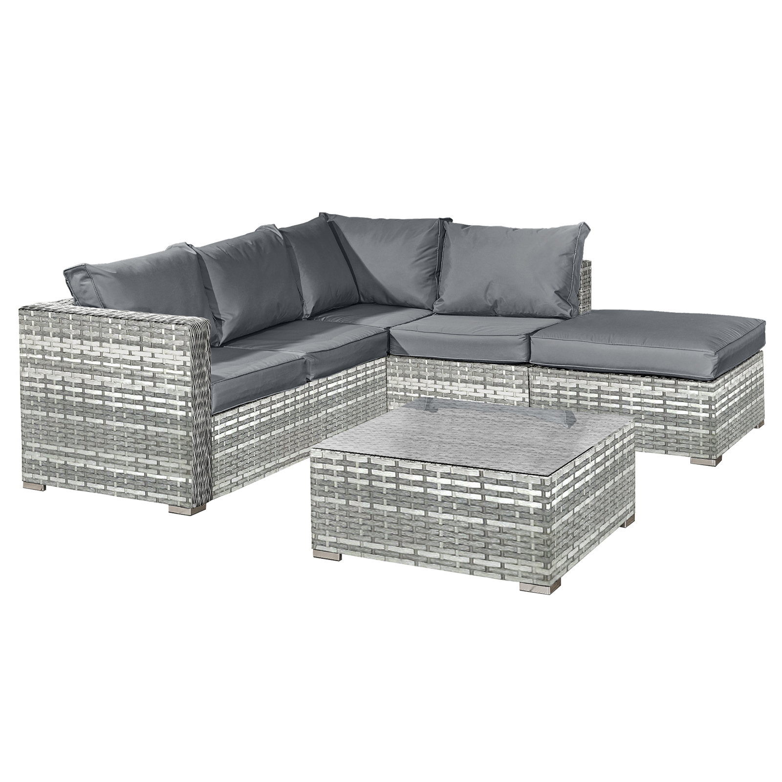 aruba rattan 5 seat corner set in dove grey