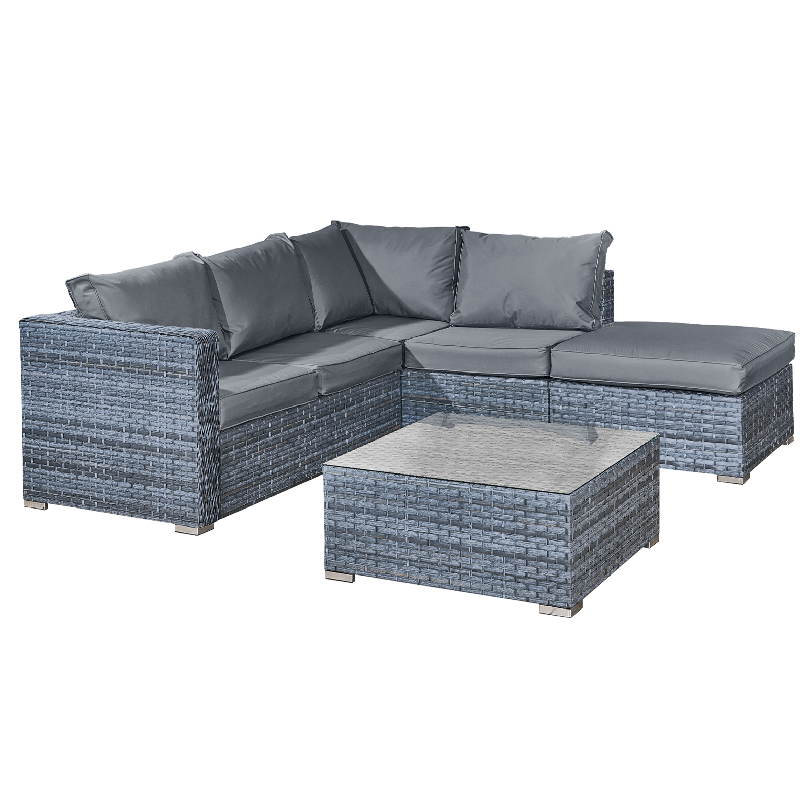 aruba rattan 5 seat corner set in ocean grey