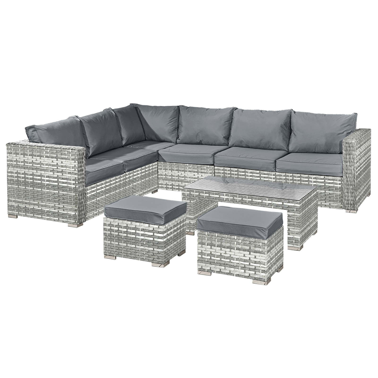 aruba rattan 8 seat corner set in dove grey