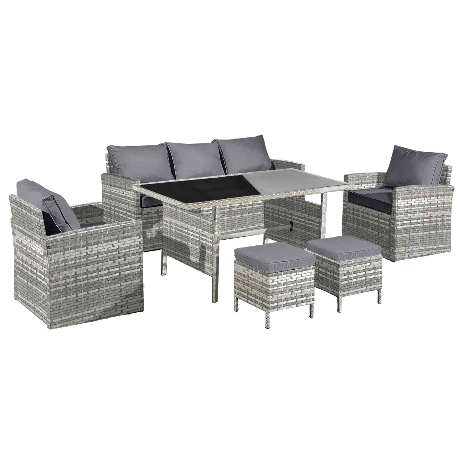 fiji rattan 7 seat lounge dining set in dove grey