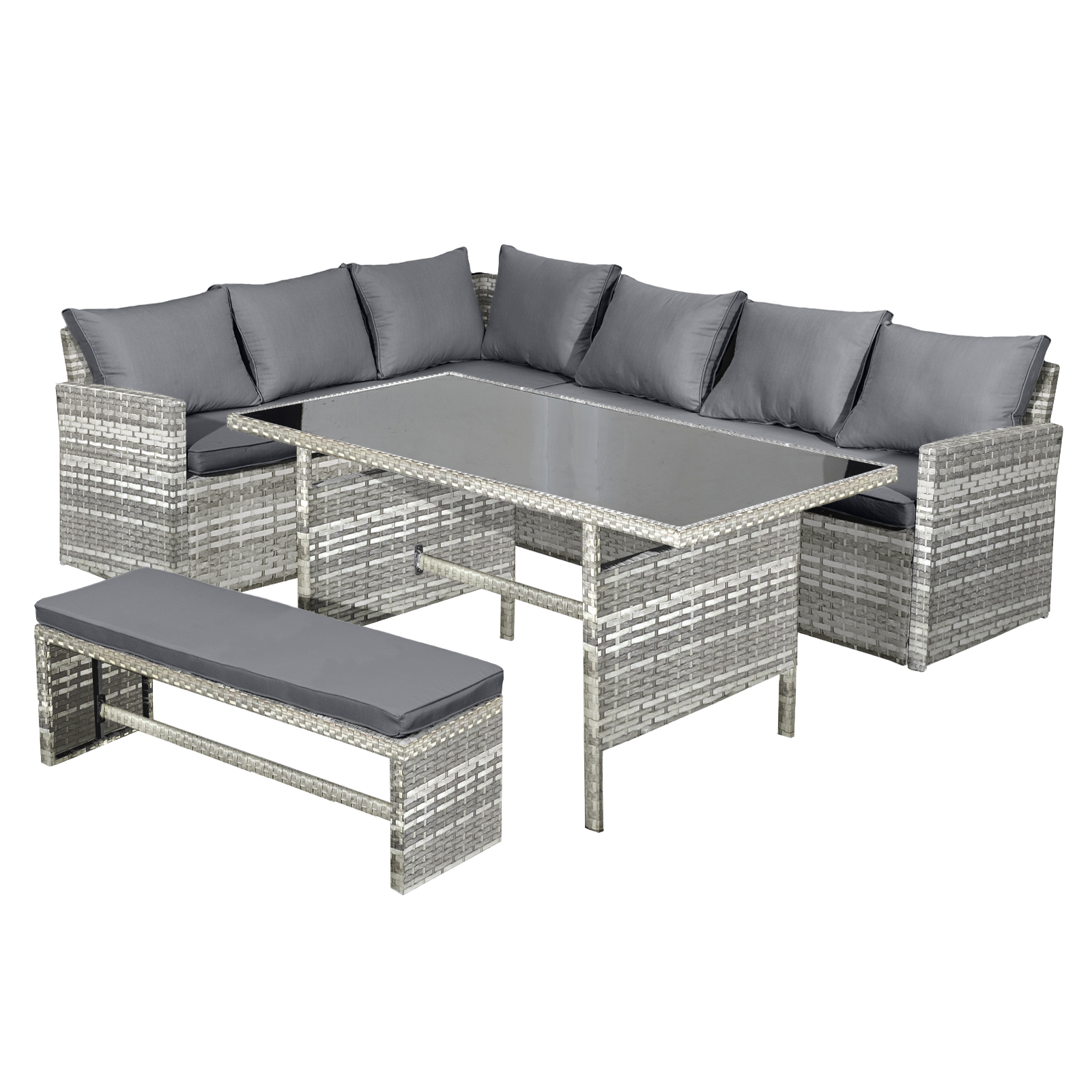 fiji rattan 8 seat corner dining set in dove grey