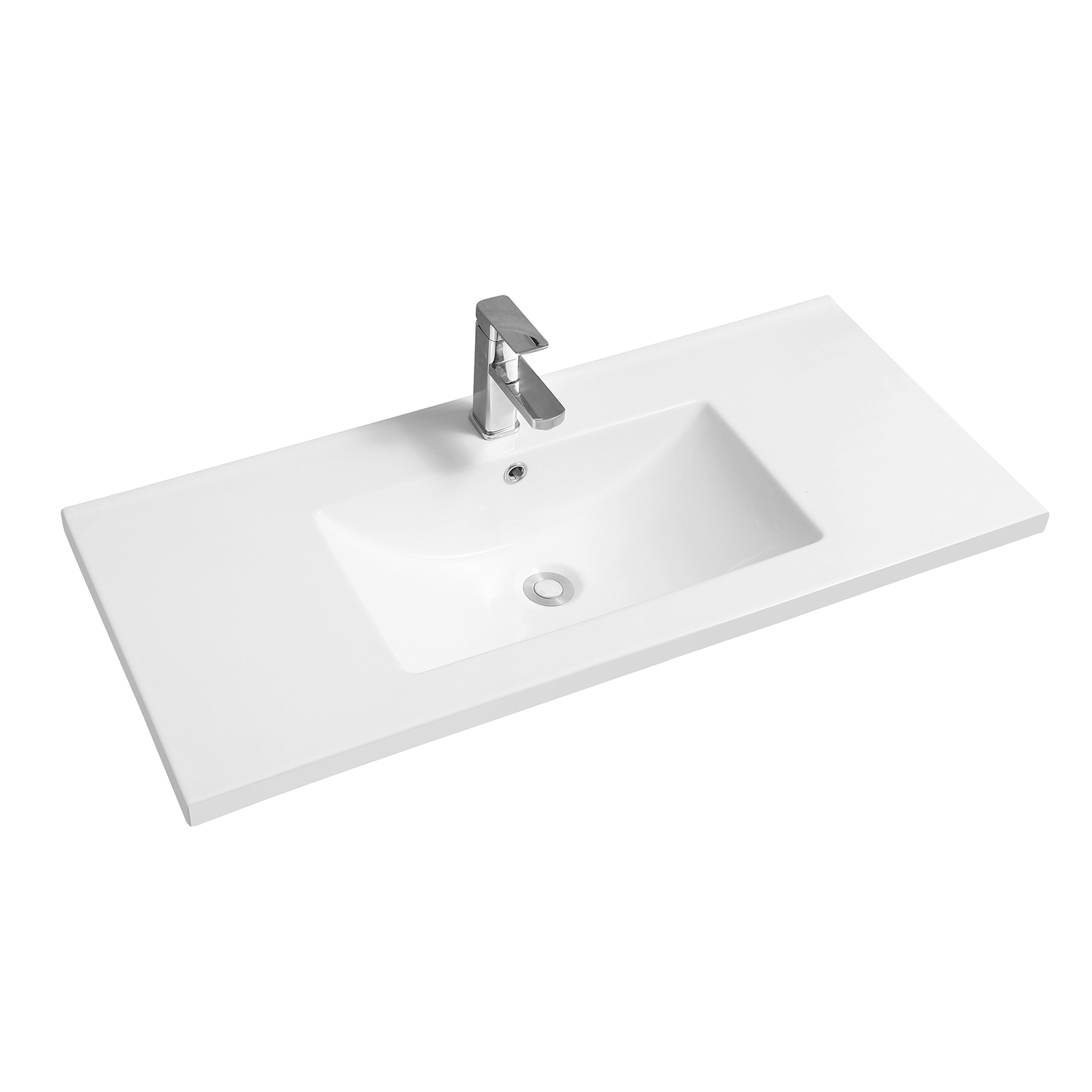 5001 ceramic 101cm mid edge inset basin with scooped bowl