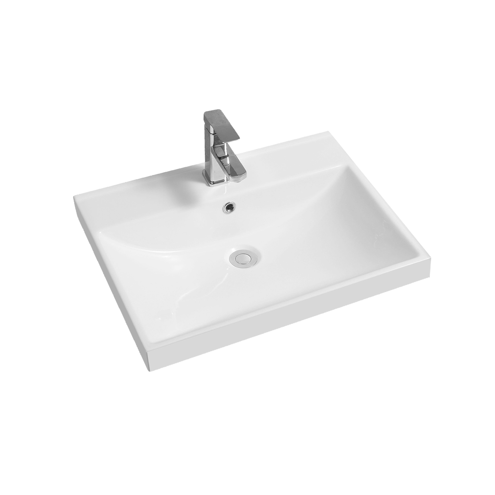 5409 ceramic 60.5cm thick edge inset basin with scooped full bowl