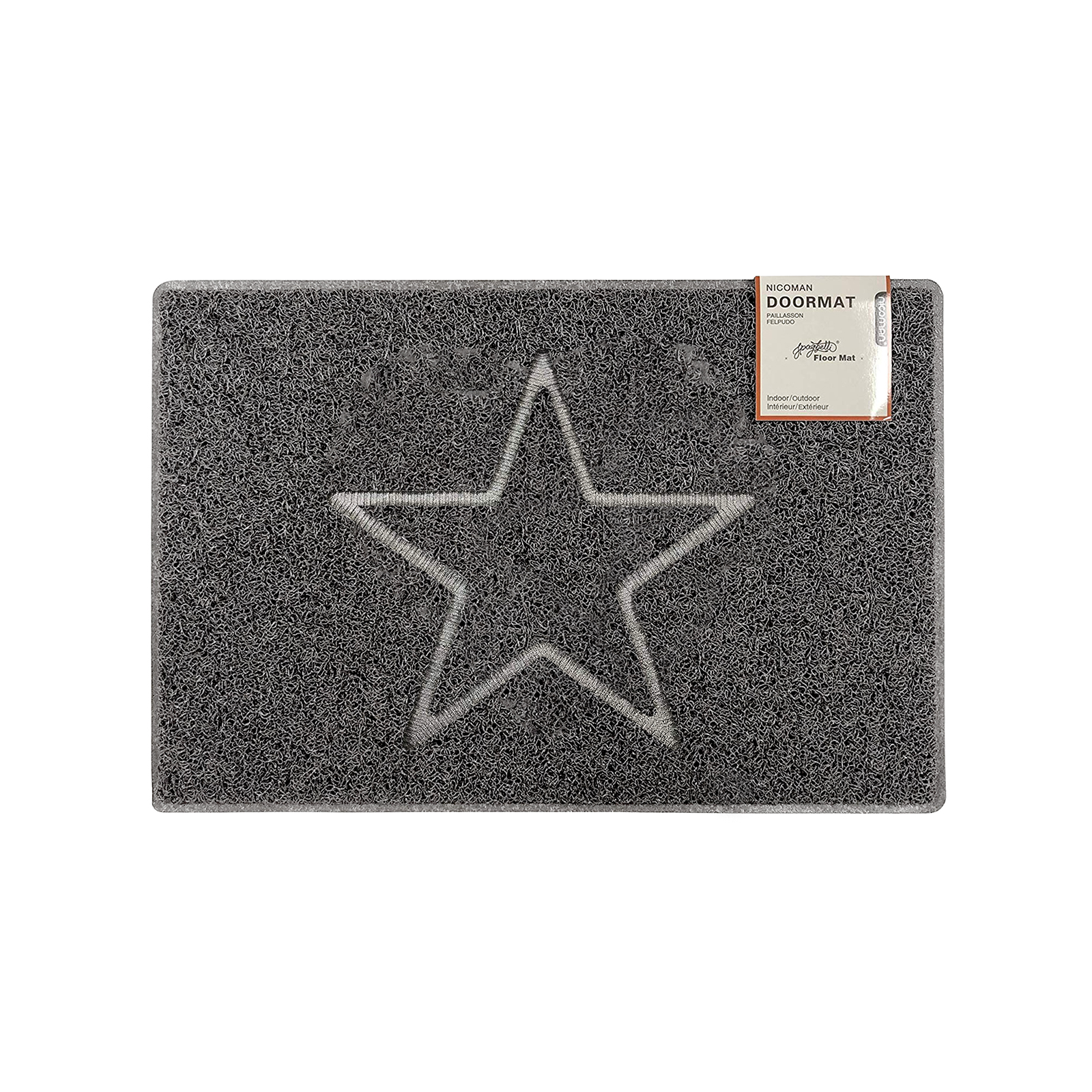 star small embossed doormat in grey