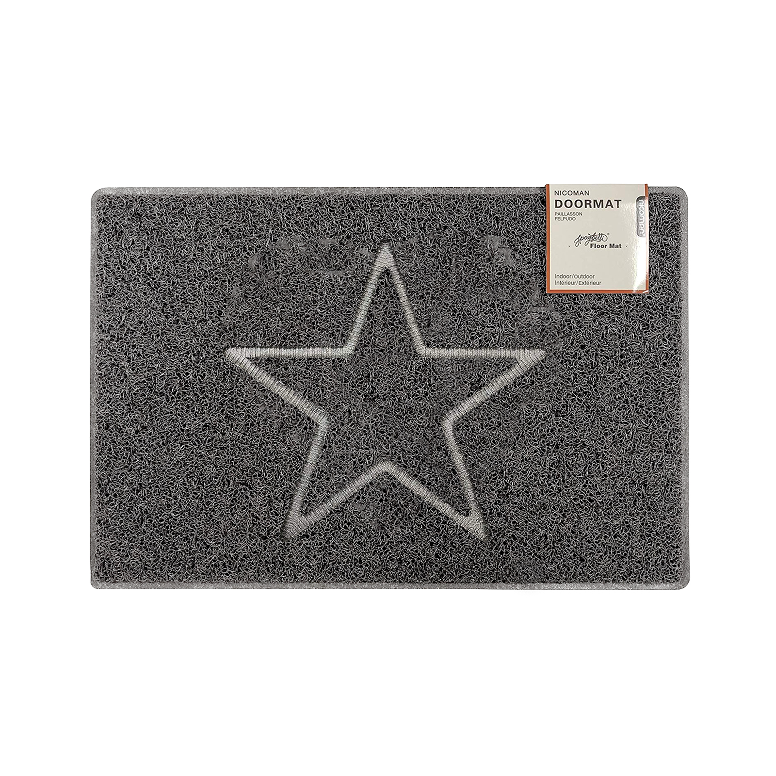 star medium embossed doormat in grey