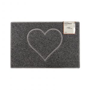 heart medium embossed doormat in grey with open back