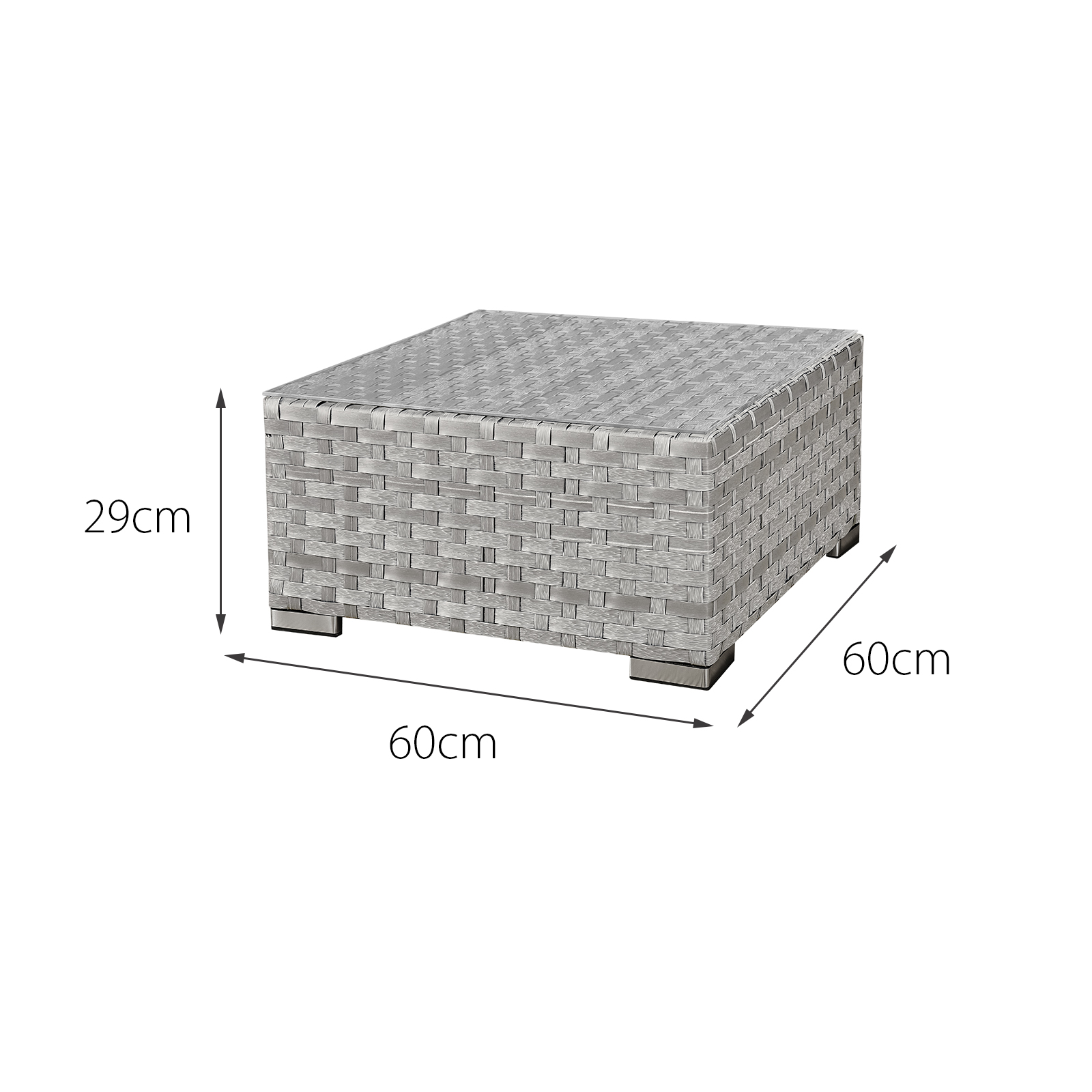 trinidad rattan 4 seat modular chaise lounge set in dove grey