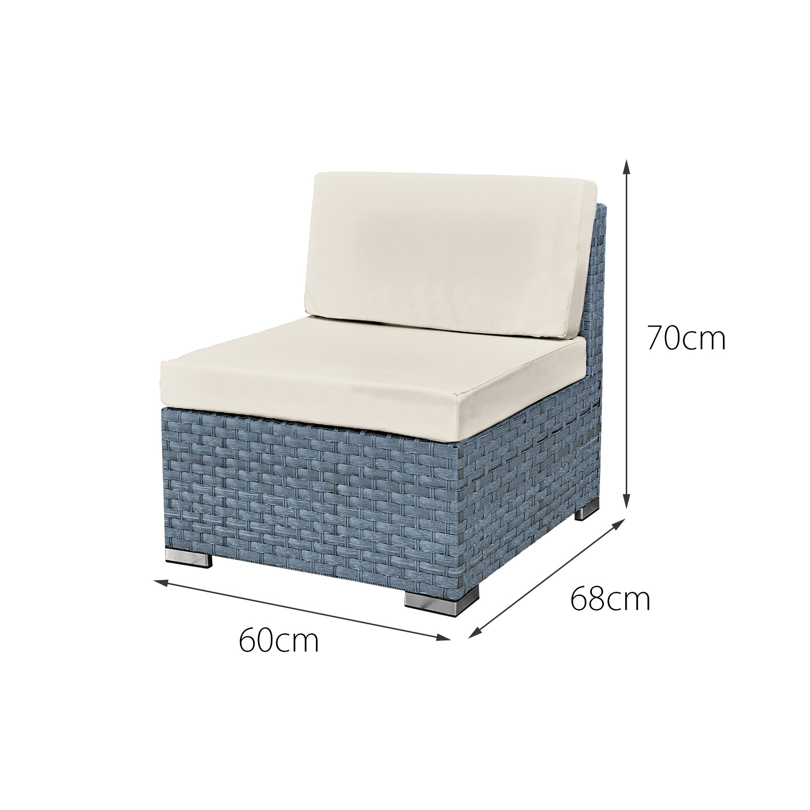 trinidad rattan 4 seat modular chaise lounge set in ocean grey