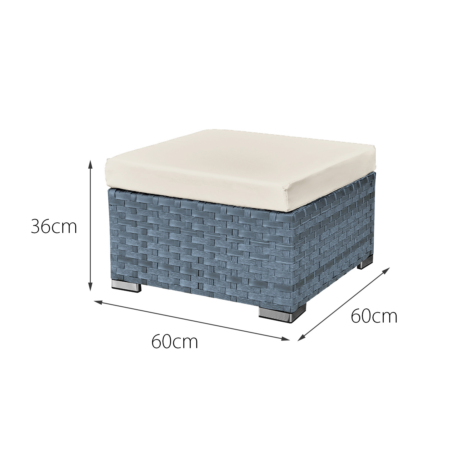 trinidad rattan 4 seat modular chaise lounge set in ocean grey