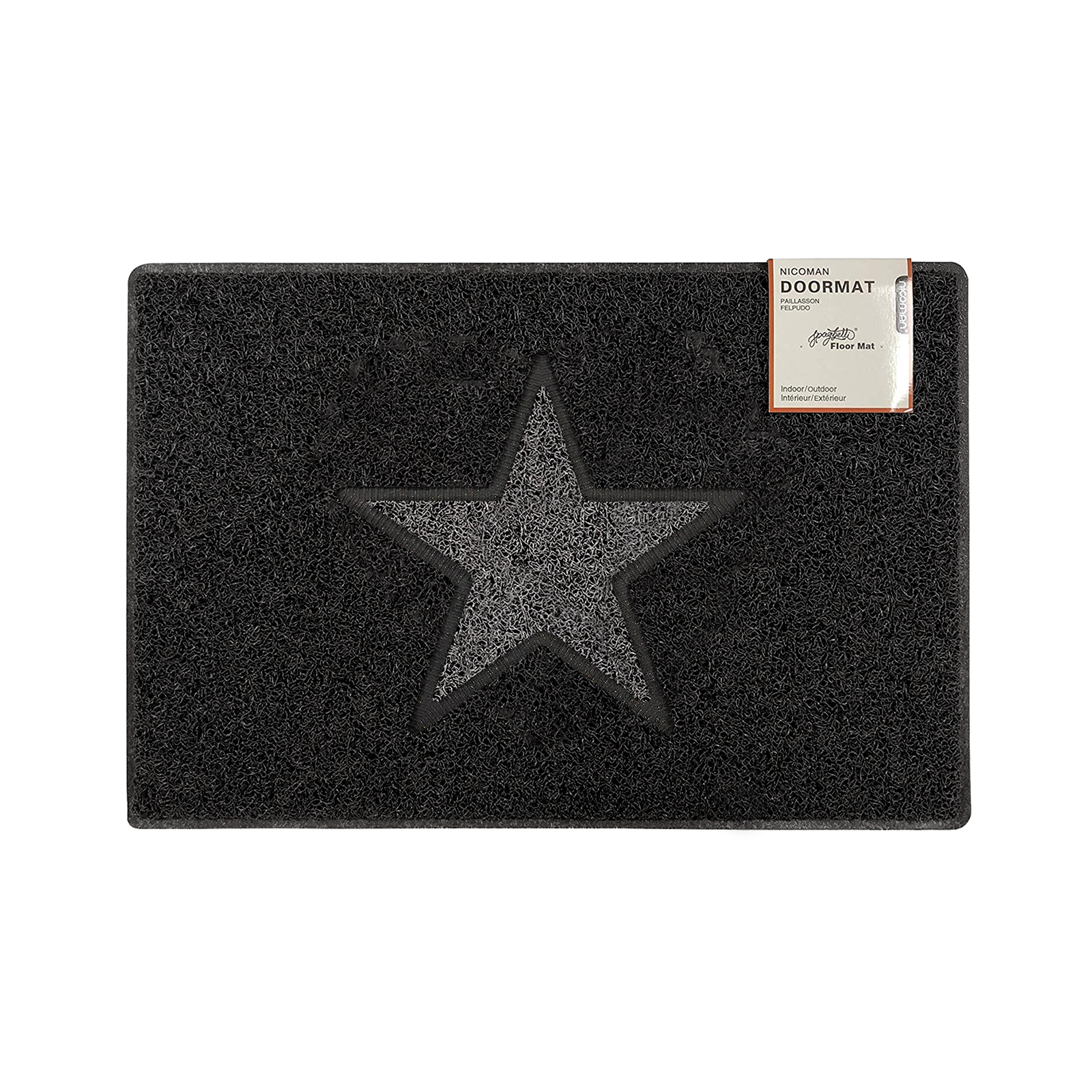 star medium doormat in black with grey star