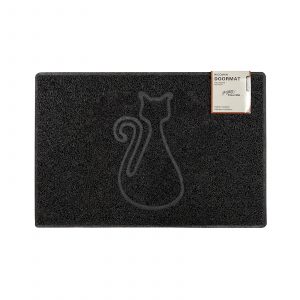 cat medium embossed doormat in black