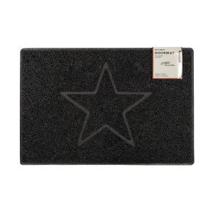 star large embossed doormat in black