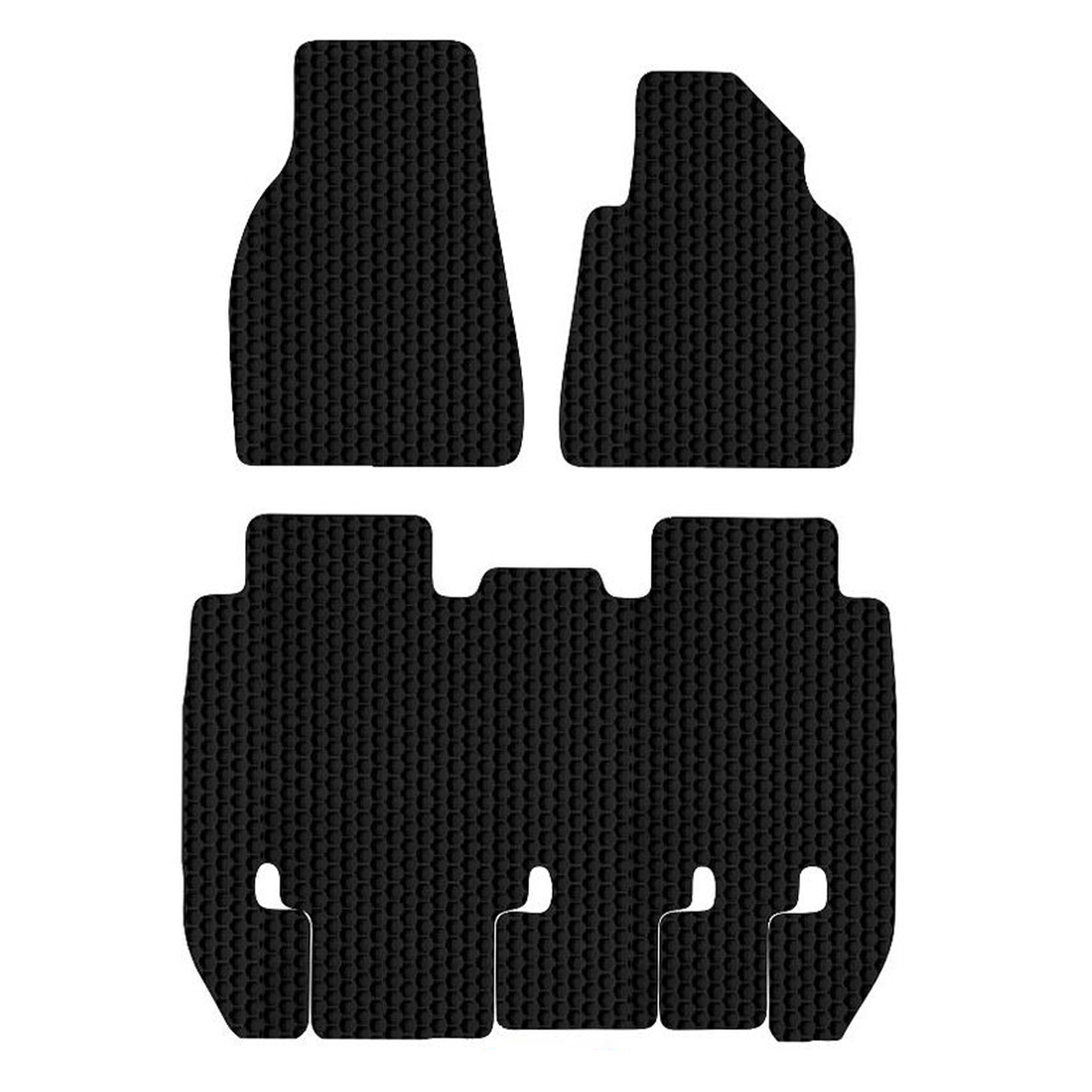 tesla model x 3 piece hex car mat set in black