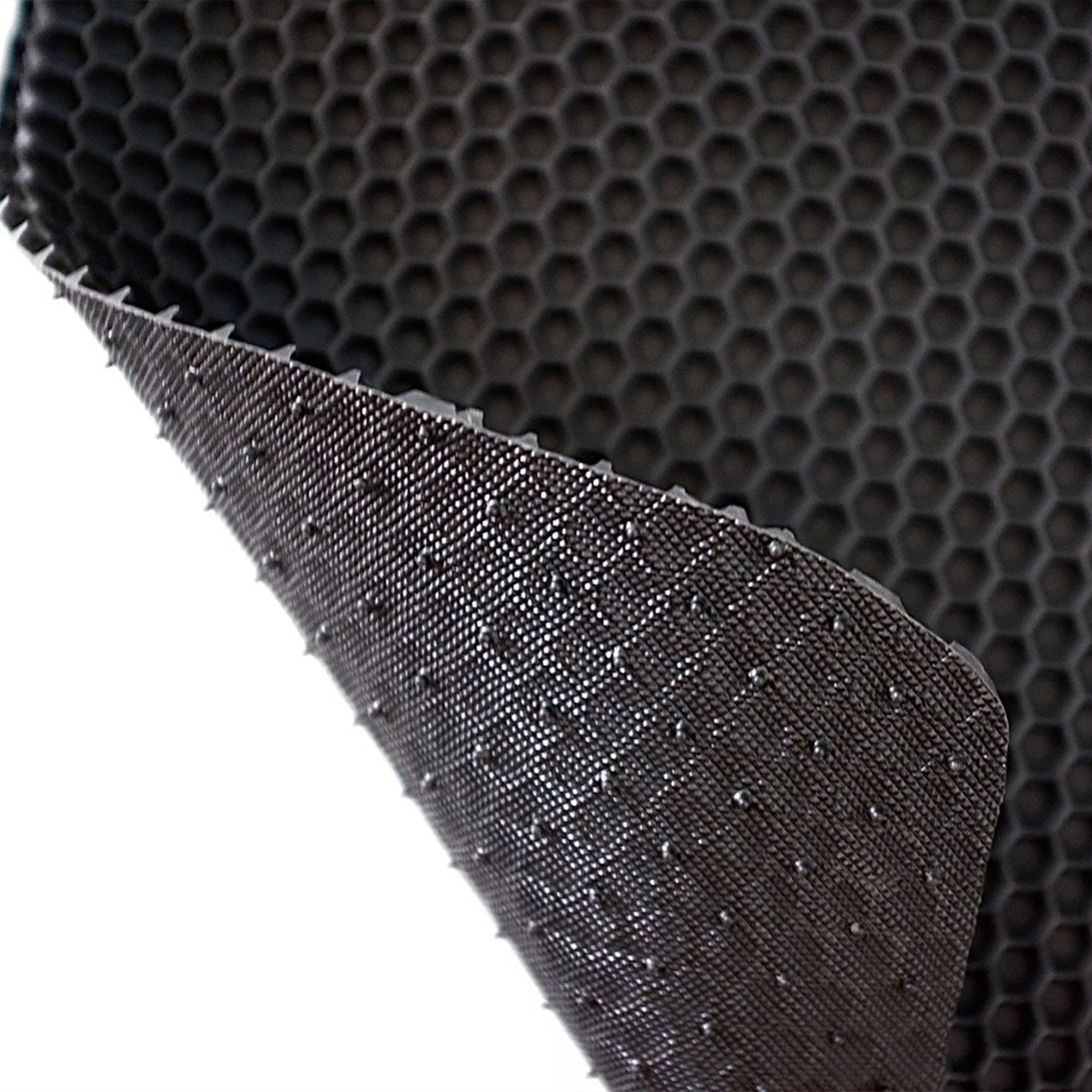 tesla model x 3 piece hex car mat set in black