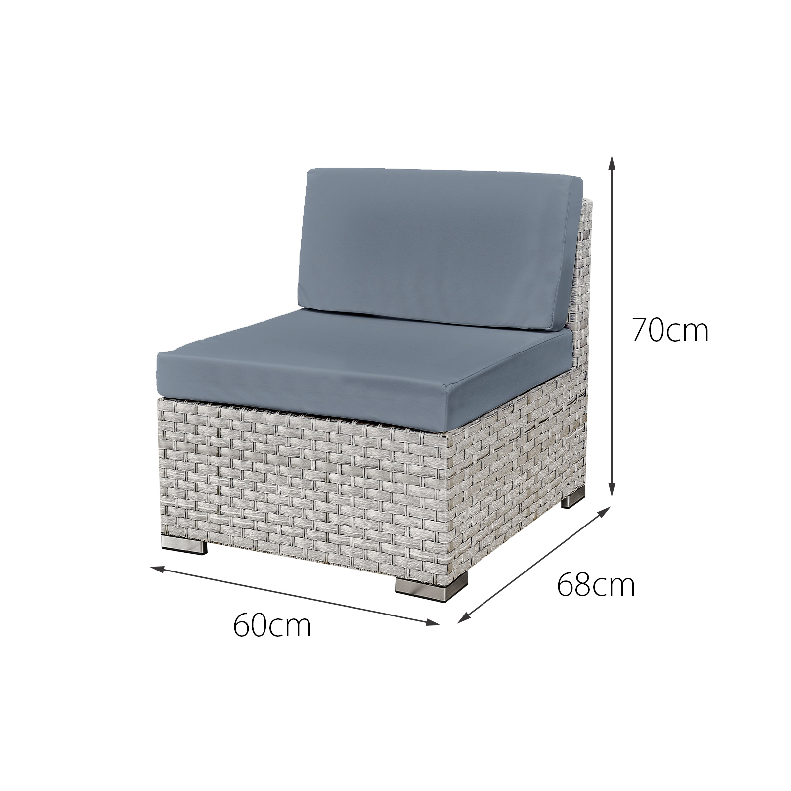 trinidad rattan 4 seat modular chaise lounge set in dove grey