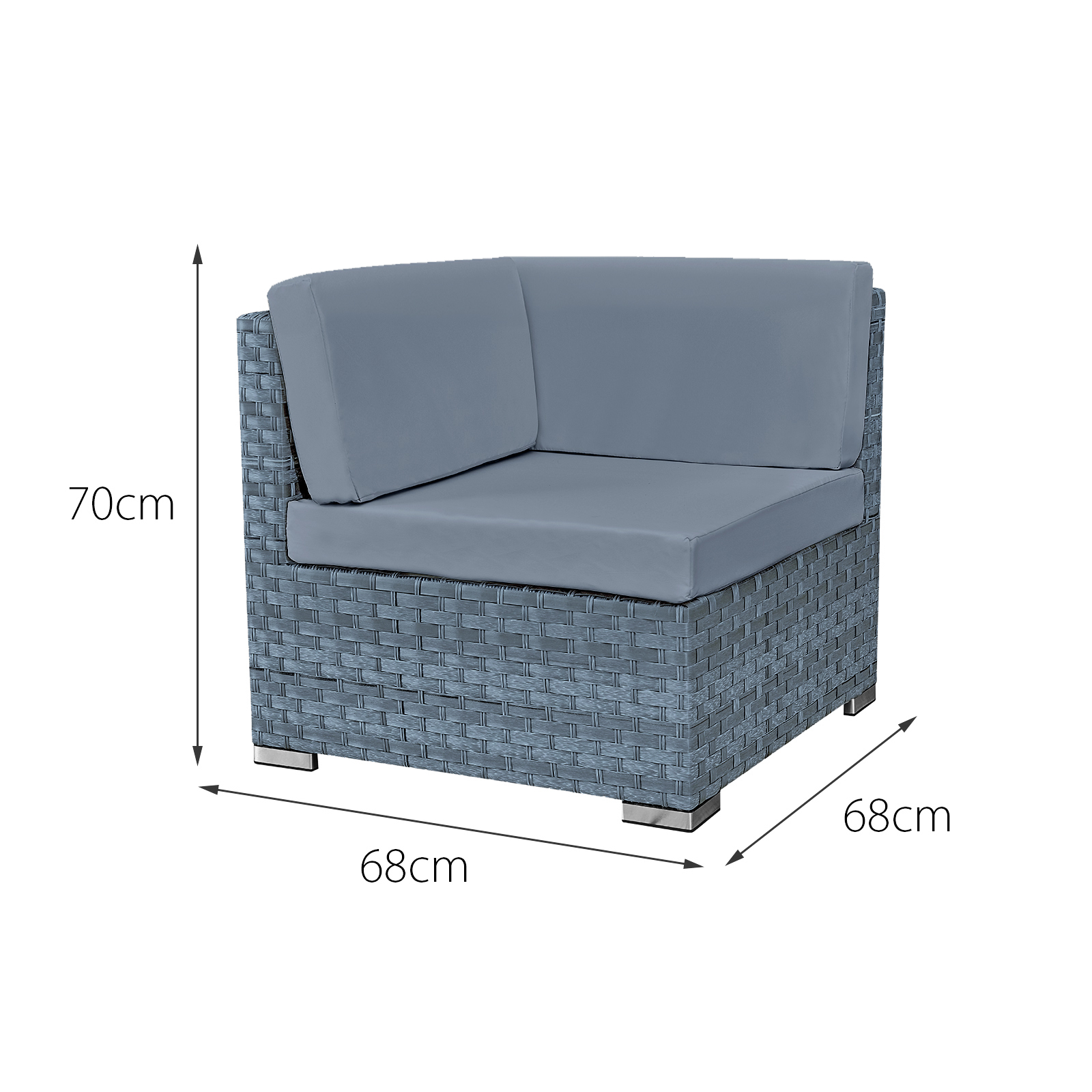 trinidad rattan 4 seat modular chaise lounge set in ocean grey