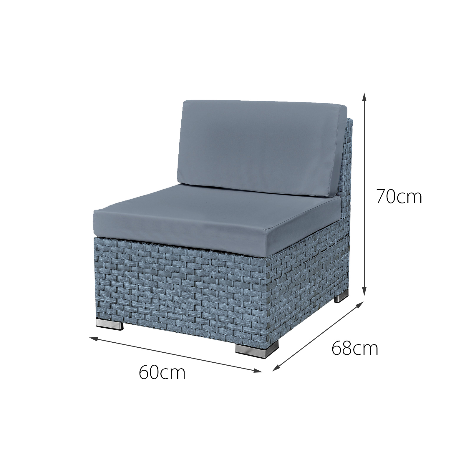 trinidad rattan 4 seat modular chaise lounge set in ocean grey