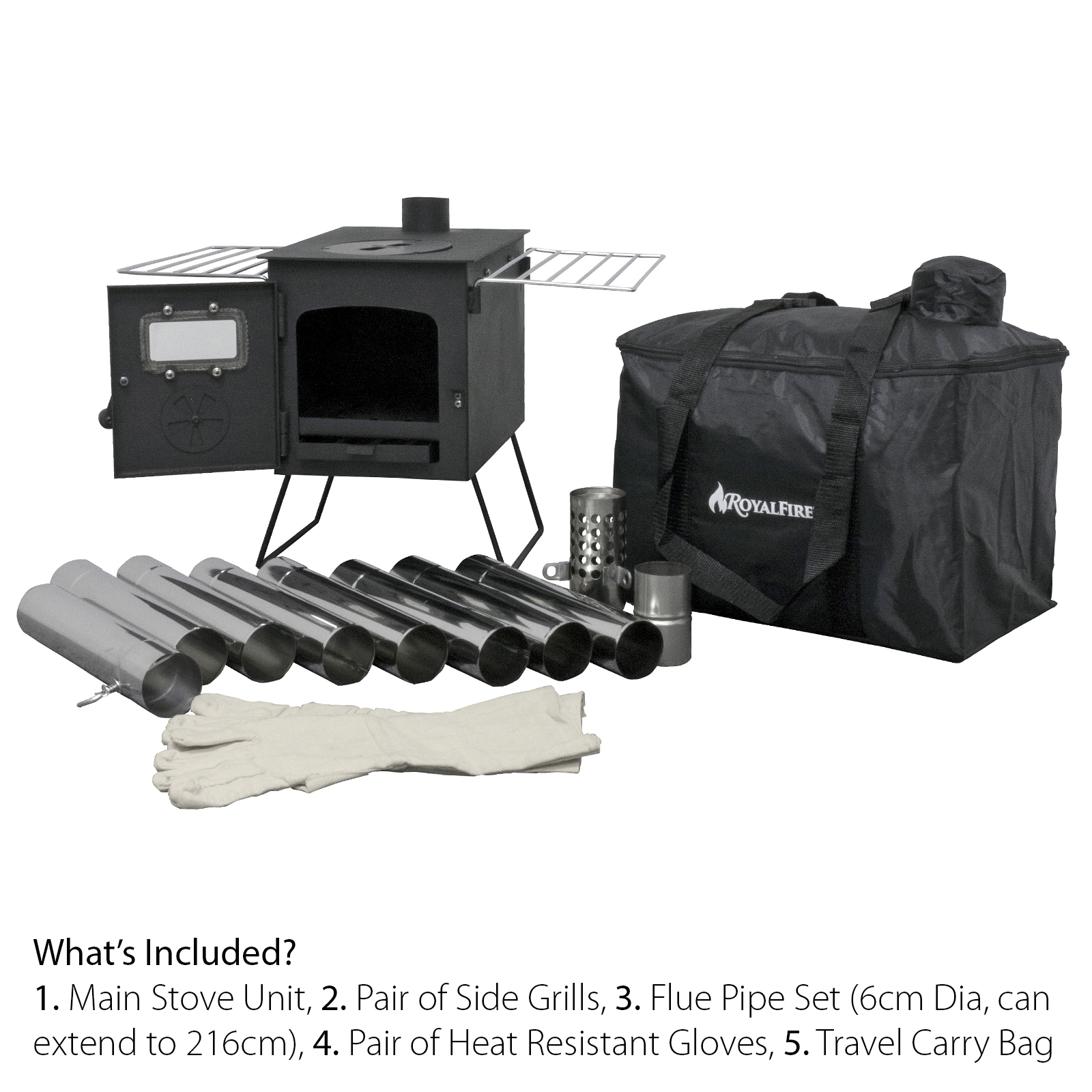 pandora portable firebox tent stove in charcoal