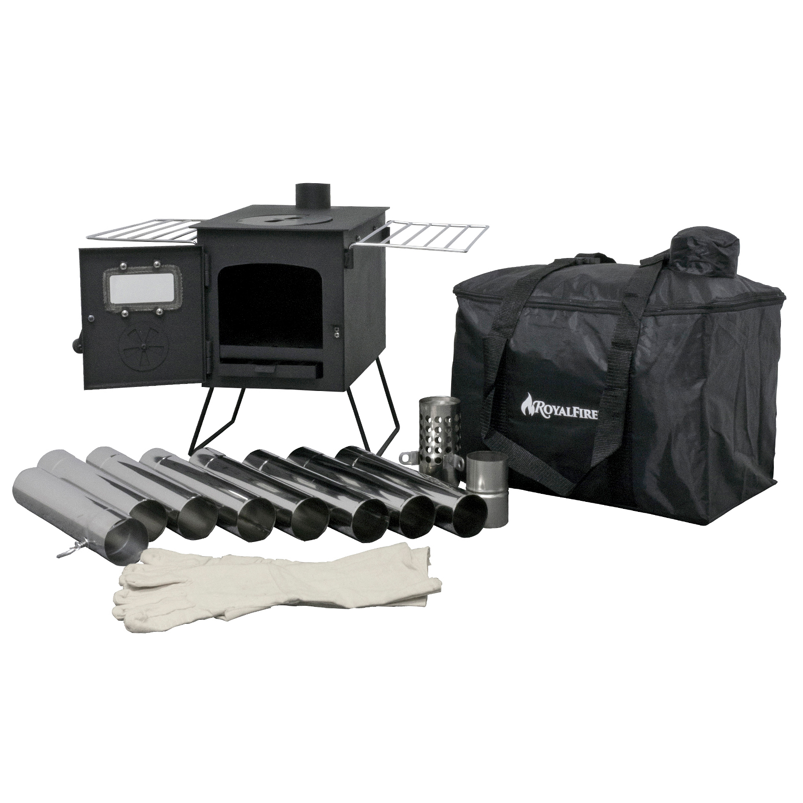 pandora portable firebox tent stove in charcoal