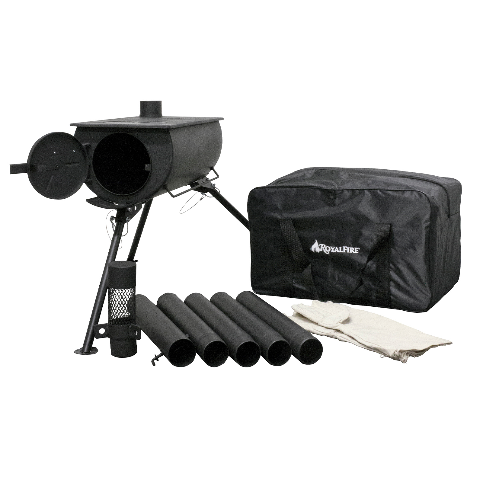 orion portable tri pod tent stove in black