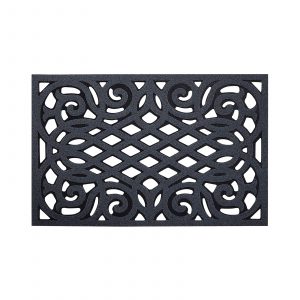 ornate small eco friendly doormat in grey with open back
