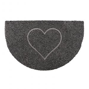 heart half moon doormat in grey