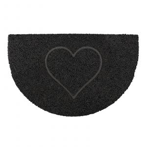 heart half moon doormat in black