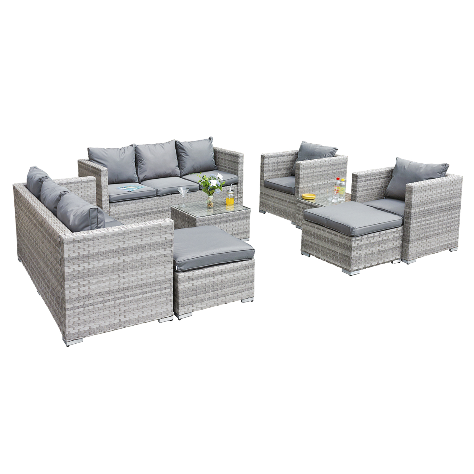 acorn deluxe rattan 10 seat modular sofa set in dove grey