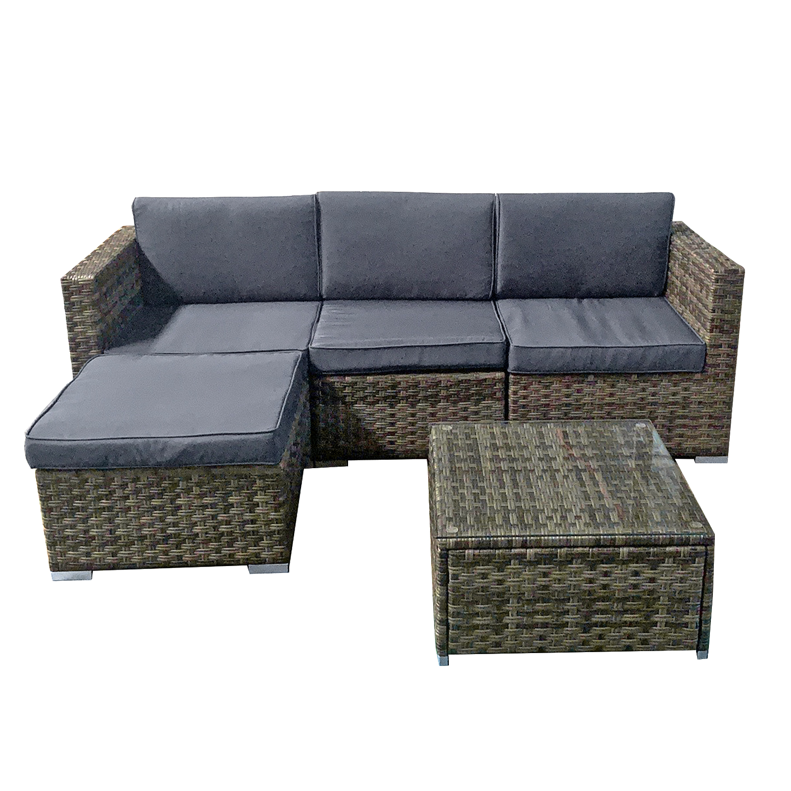 trinidad kd rattan 4 seat modular chaise lounge set in brown