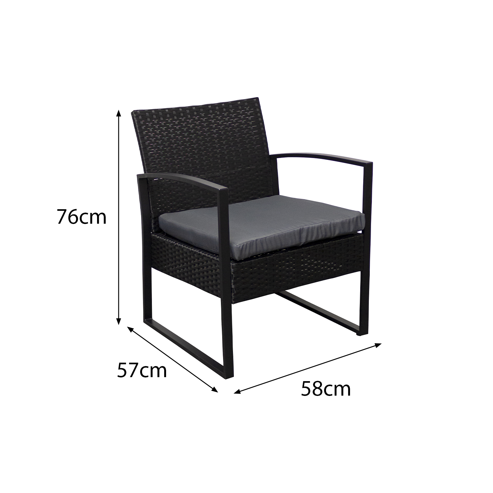 cumberland kd rattan 2 seat tea for two set in black