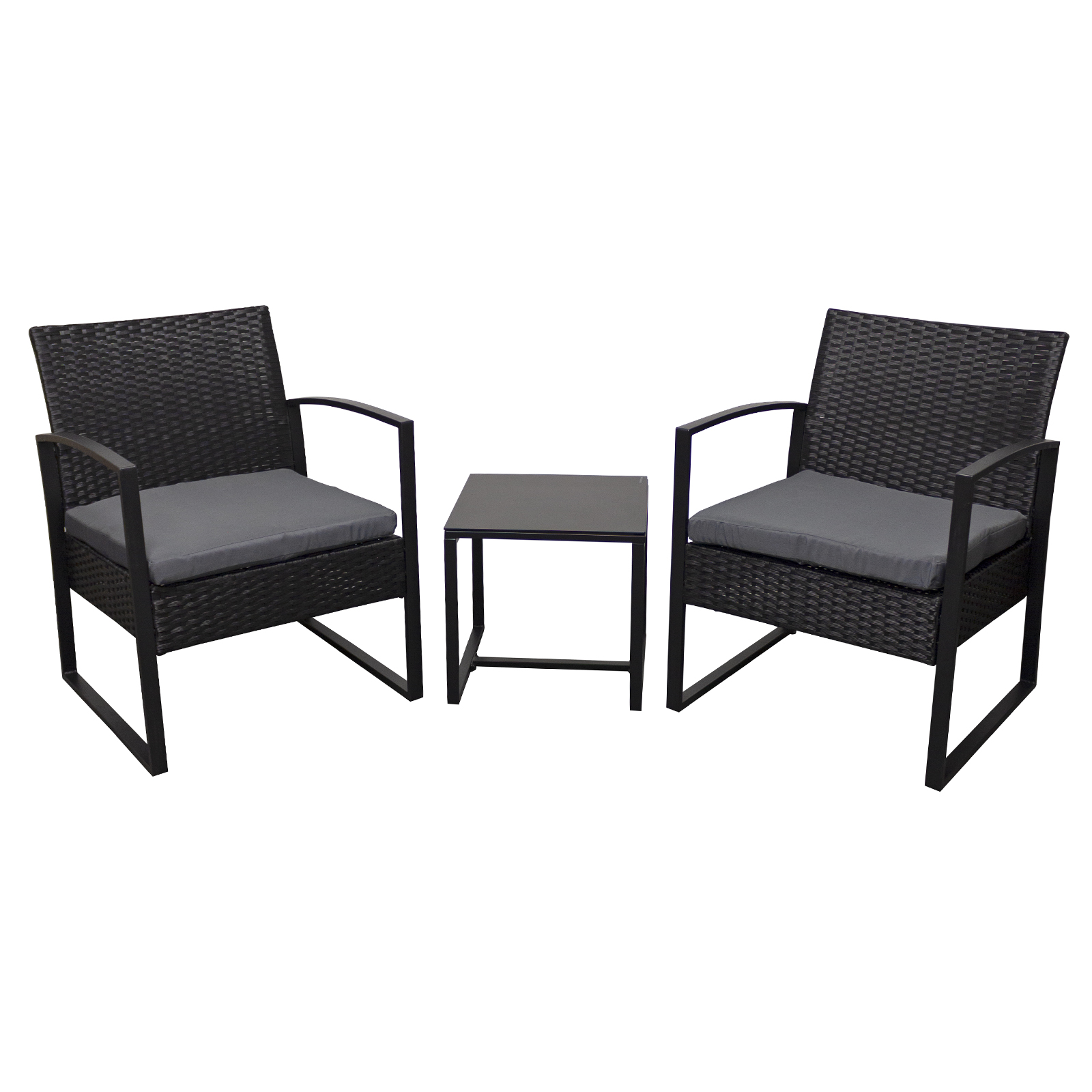 cumberland kd rattan 2 seat tea for two set in black