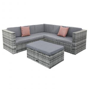hampton kd rattan 5 seat corner lounge set in grey