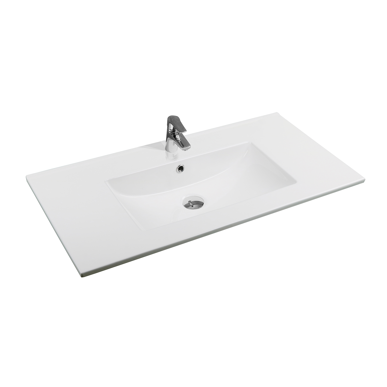 4001a ceramic 91cm thin edge inset basin with scooped bowl