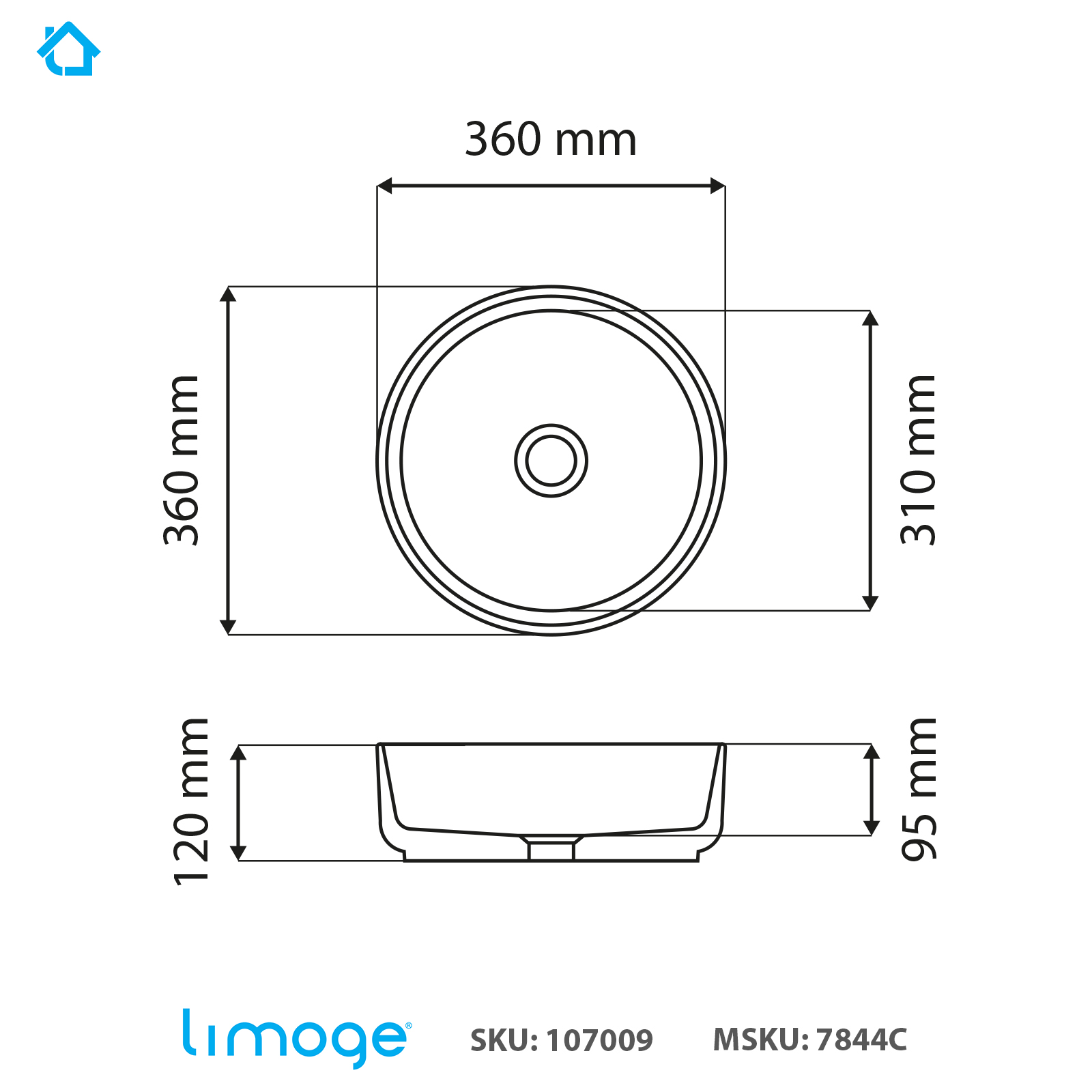 7844 ceramic vert round countertop basin in cement