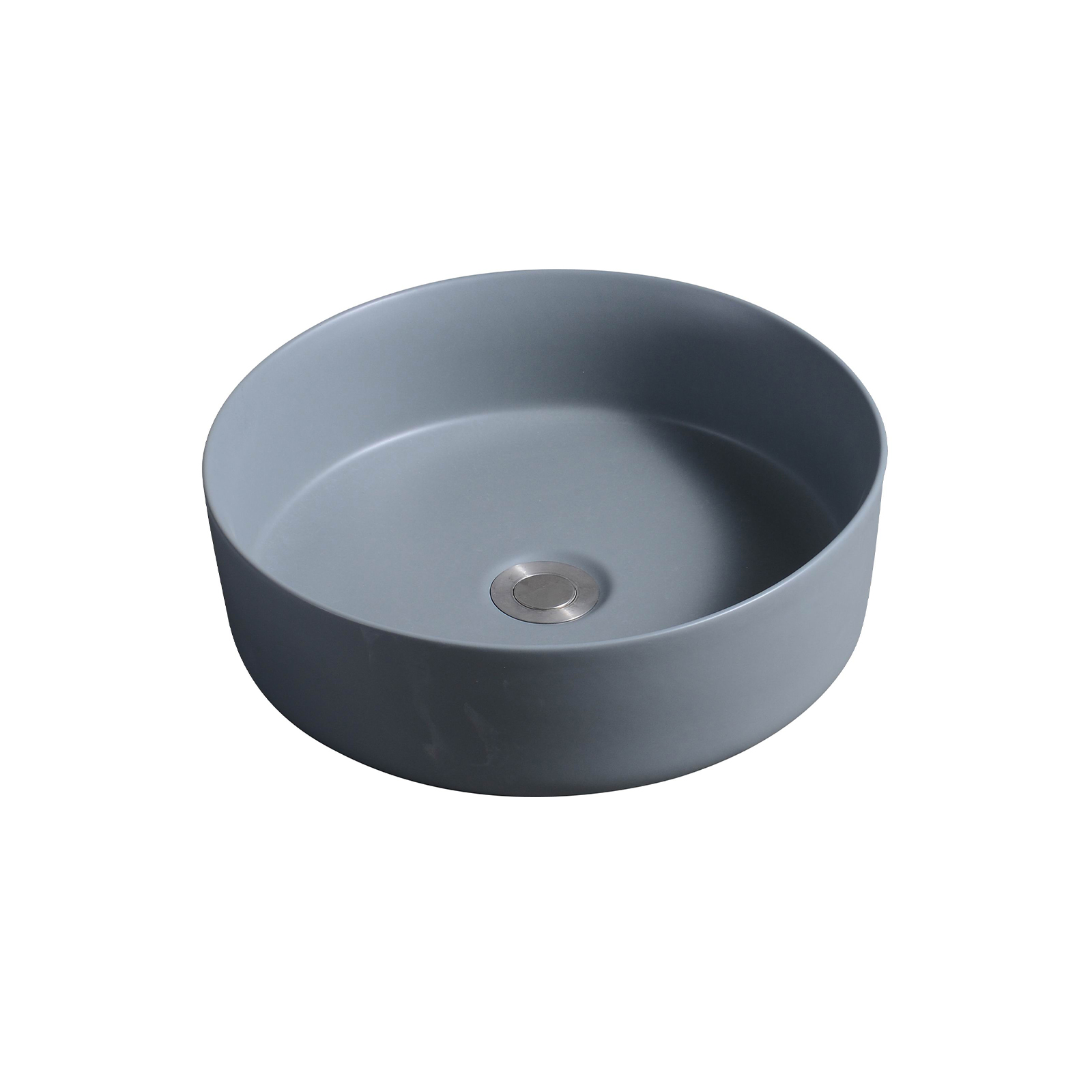 7844 ceramic vert round countertop basin in dark grey