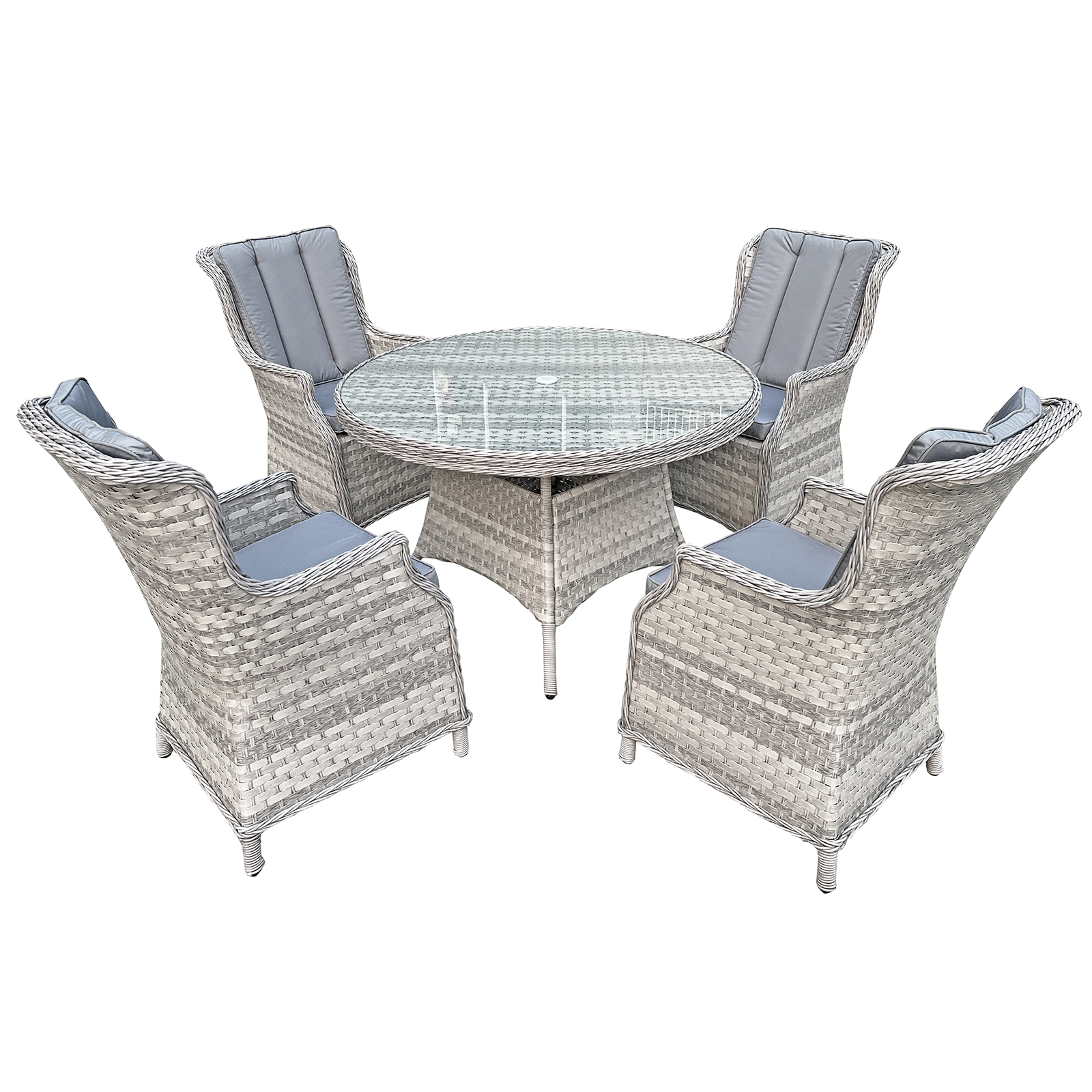 knightsbridge xl rattan 4 seat dining set in dove grey