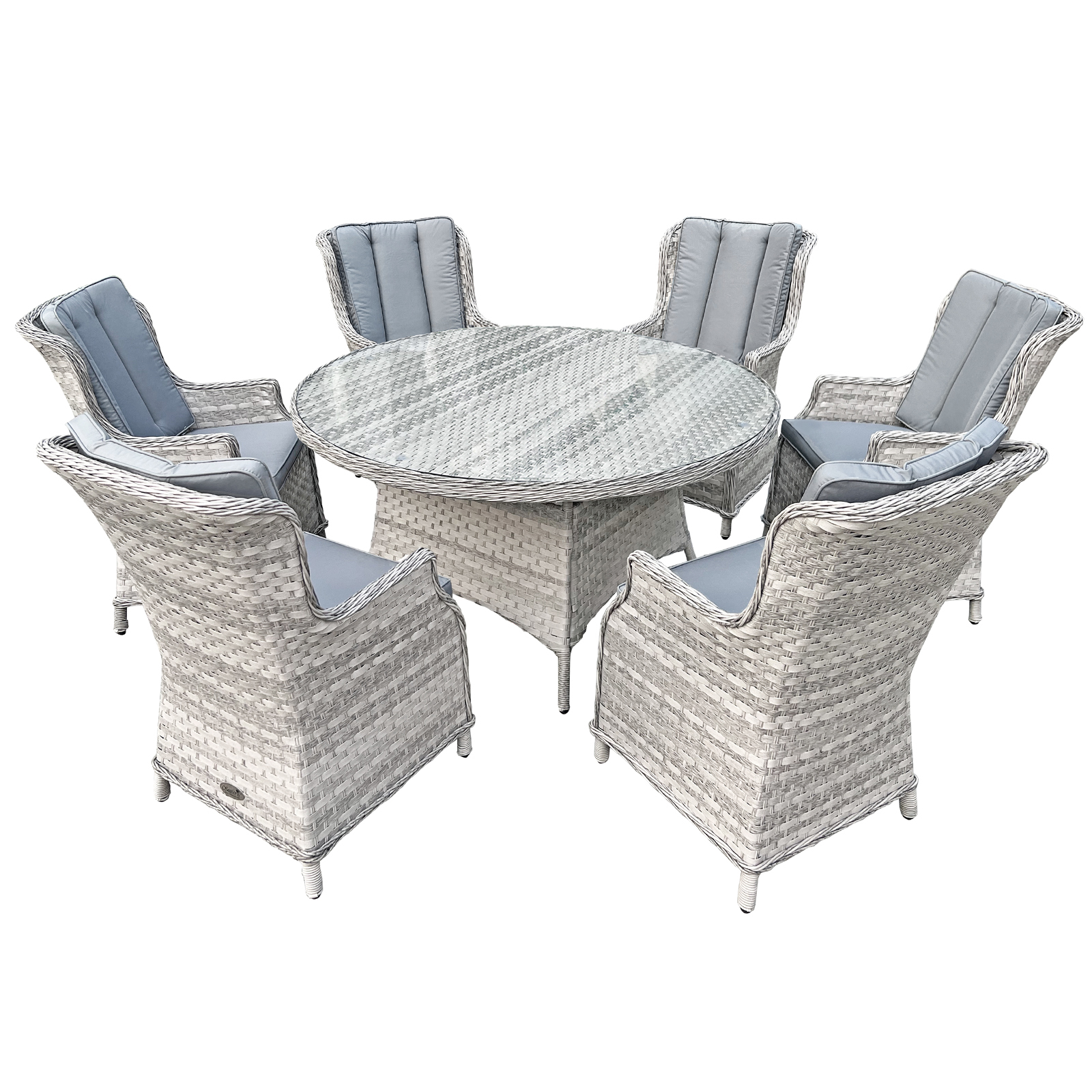 knightsbridge xl rattan 6 seat dining set in dove grey